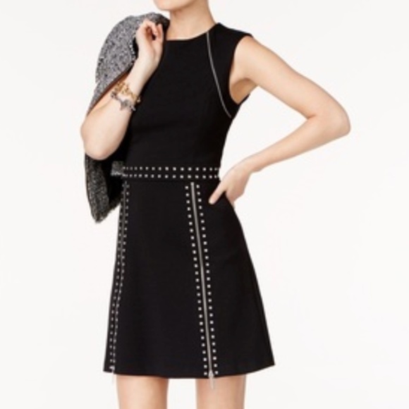 MICHAEL Michael Kors Pyramid Studded Mini Dress - Black Size XXS - Picture 1 of 13